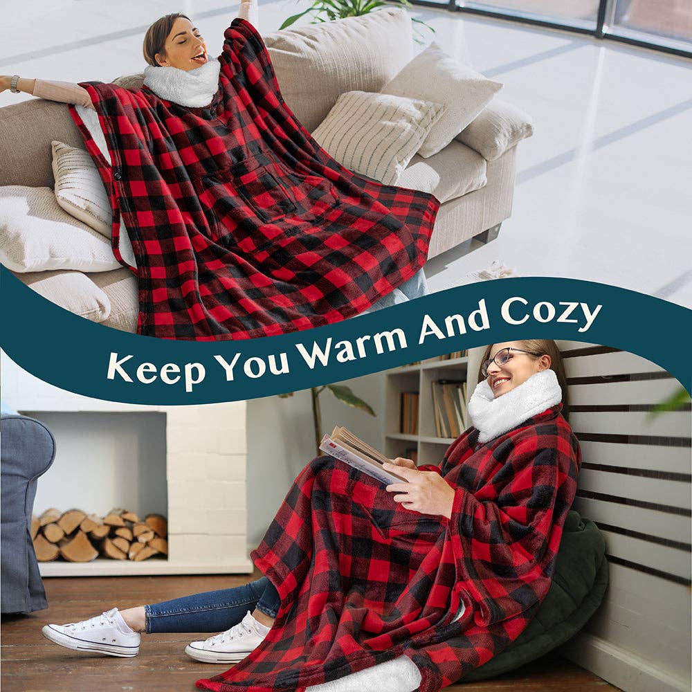 Pavilia - Wholesale Poncho - Women's - Neck Warmer Hooded Poncho Blanket24