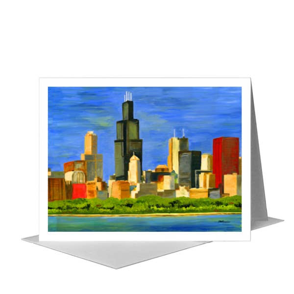 Chicago Skyline, Greeting Card (#7196A) for wholesale by Printed Canvas