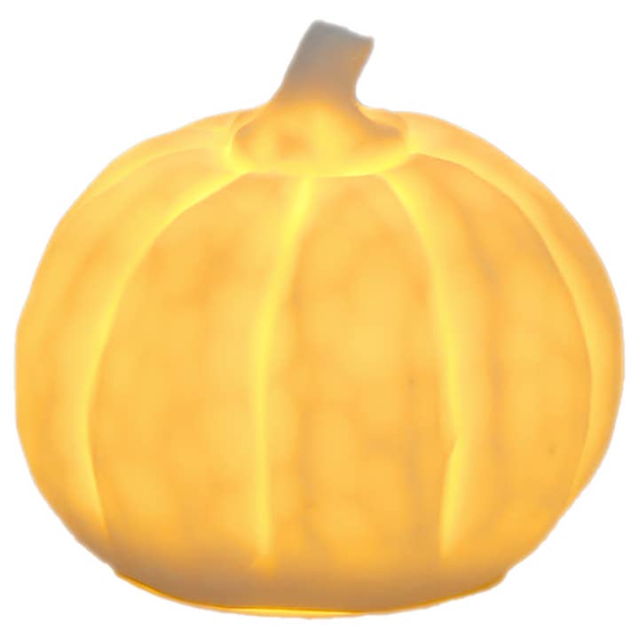 Calabaza de loza blanca redonda LED de 2,75" para otoño para venta al por mayor de Boston International