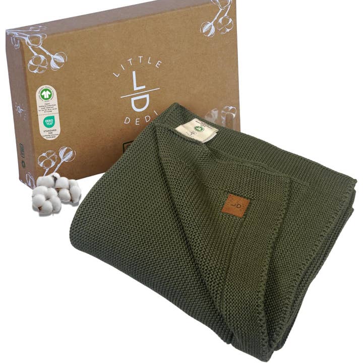 Little Dedi Knitted Blanket Alina 80x100cm - Pepper Green for wholesale by Little Dedi