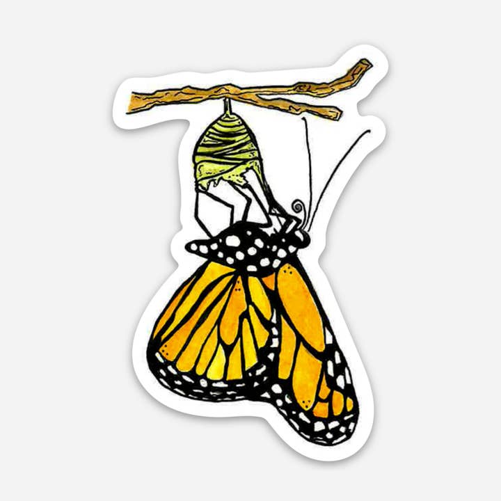 Monarch Butterfly Emerging Sticker for wholesale by Heartwood Collective
