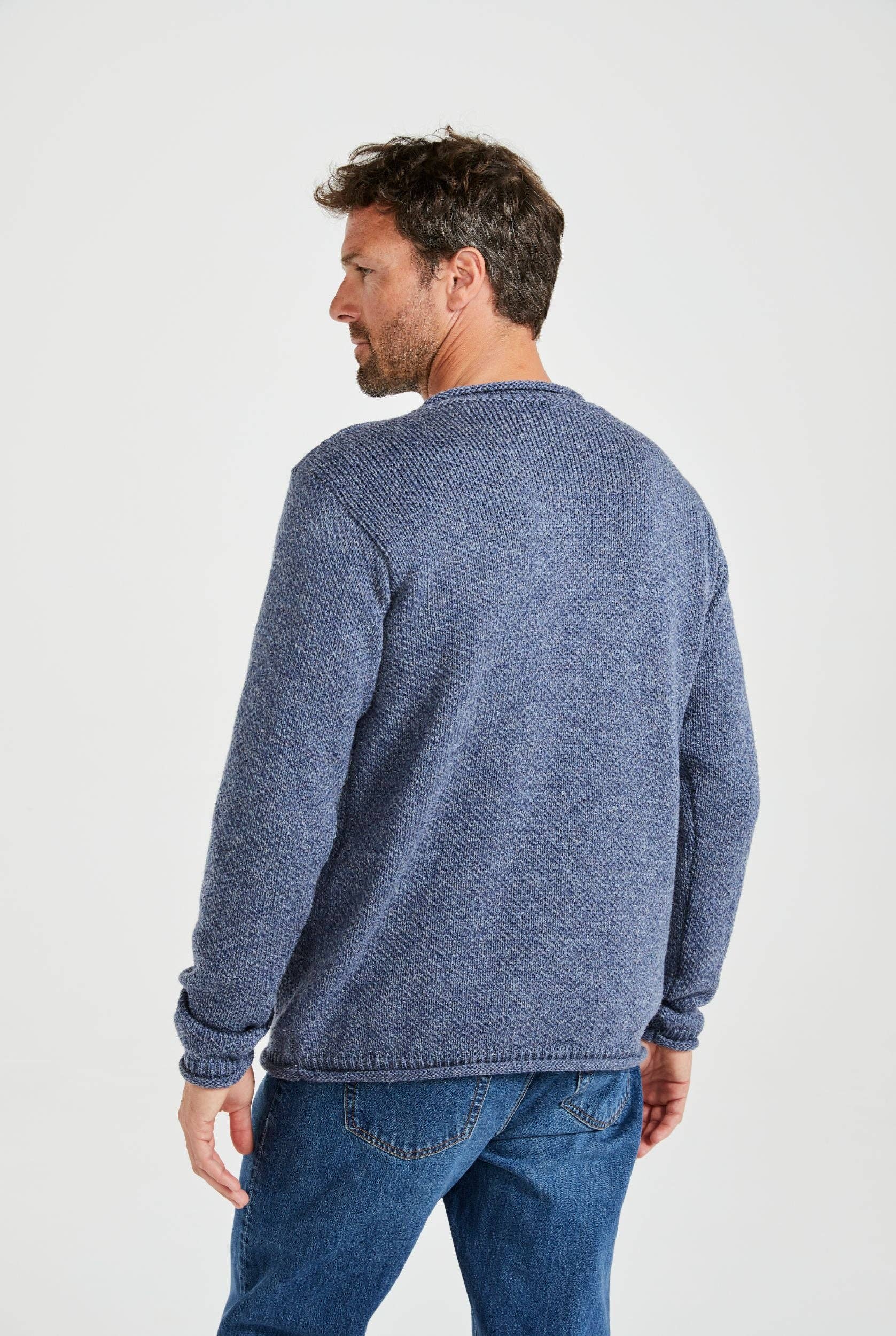 Aran Woollen Mills - Vendita all'ingrosso Maglione tricot - Uomo - Maglione a Collo Alto Moycullen - Denim4