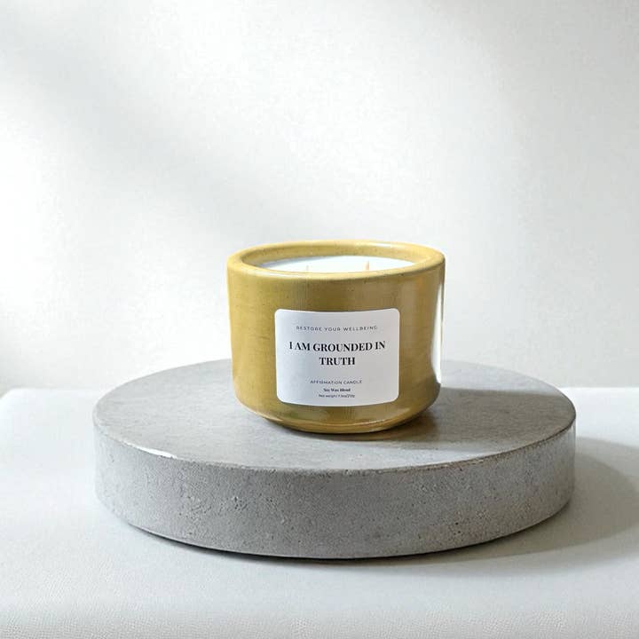 Restore Your Wellbeing - Wholesale Jar/Filled Candle - I Am Grounded in Truth Affirmation Candle 1
