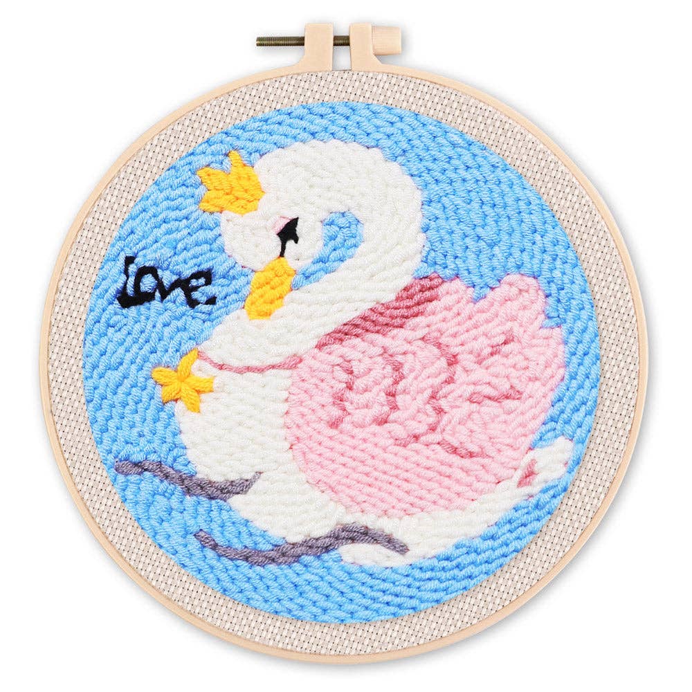 Figured'Art - Wholesale Embroidery/Cross Stitch Supplies - Punch Needle Kit - Lovely Swan1