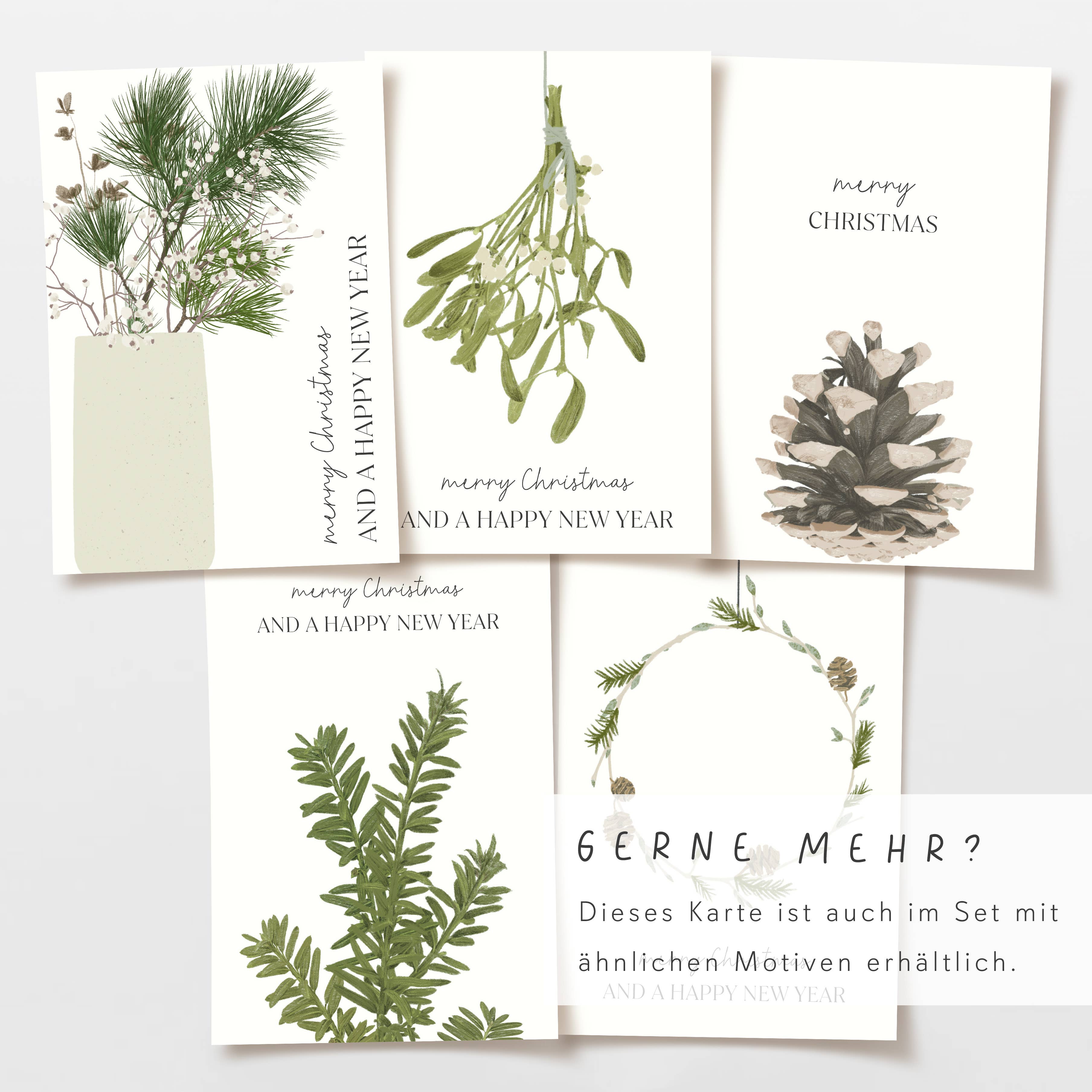 Wildblumen Atelier - Wholesale Christmas Card - Christmas card pine cone merry Christmas, FSC paper4