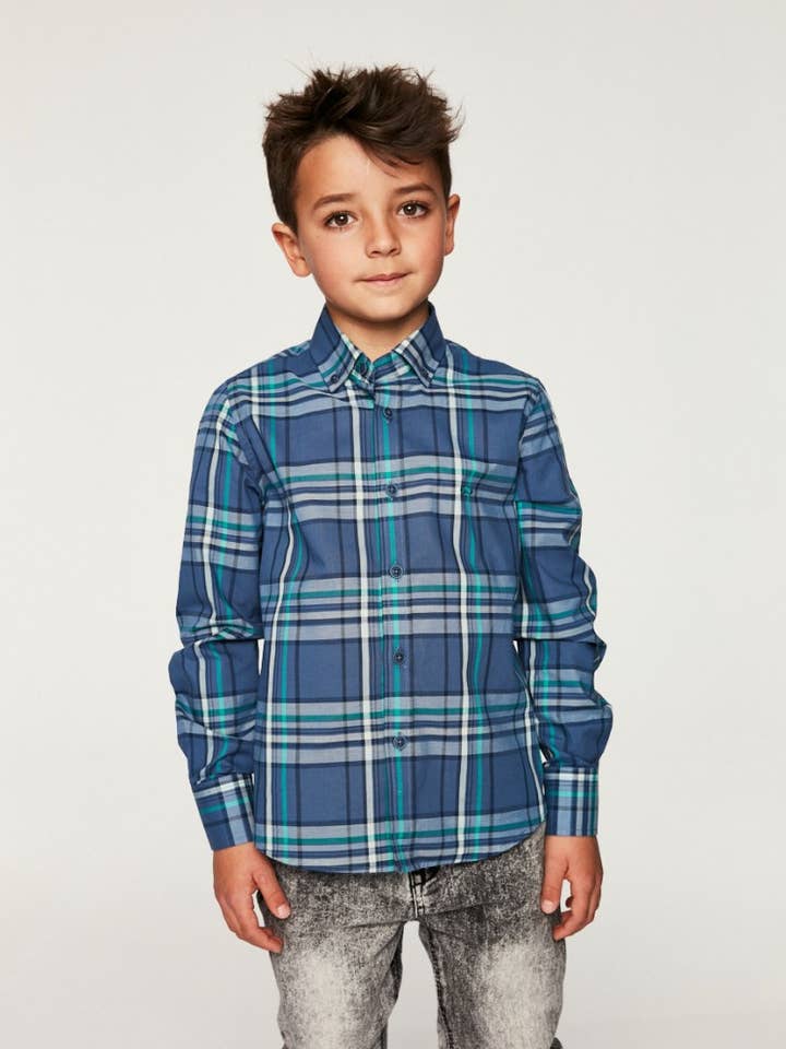 Boy's Shirt – Long Sleeve – Eden Kids – Turquoise for wholesale by Núñez de Arenas