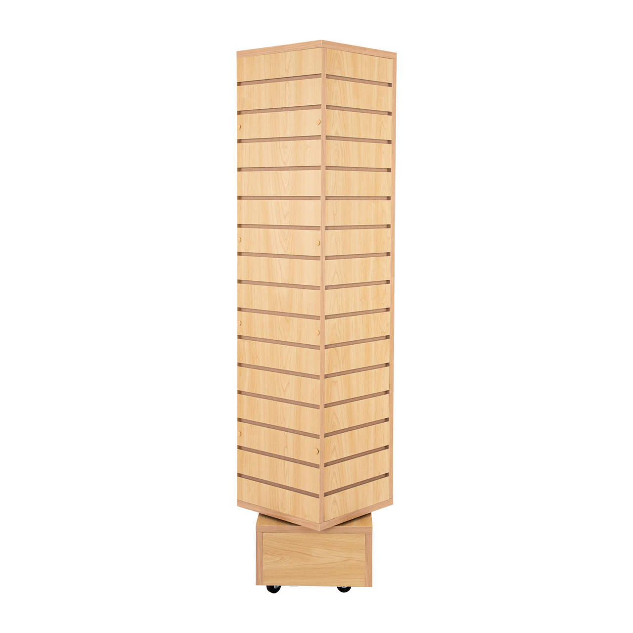 Store Supply Warehouse - Wholesale Retailer Display - Accessories - Maple Rotating Slatwall Tower - 12"L x 12"W x 54"H3