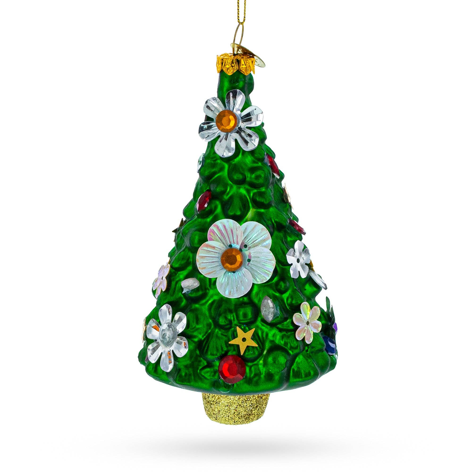 BestPysanky - Wholesale Ornament - Blossom-Adorned Christmas Tree Glass Ornament0