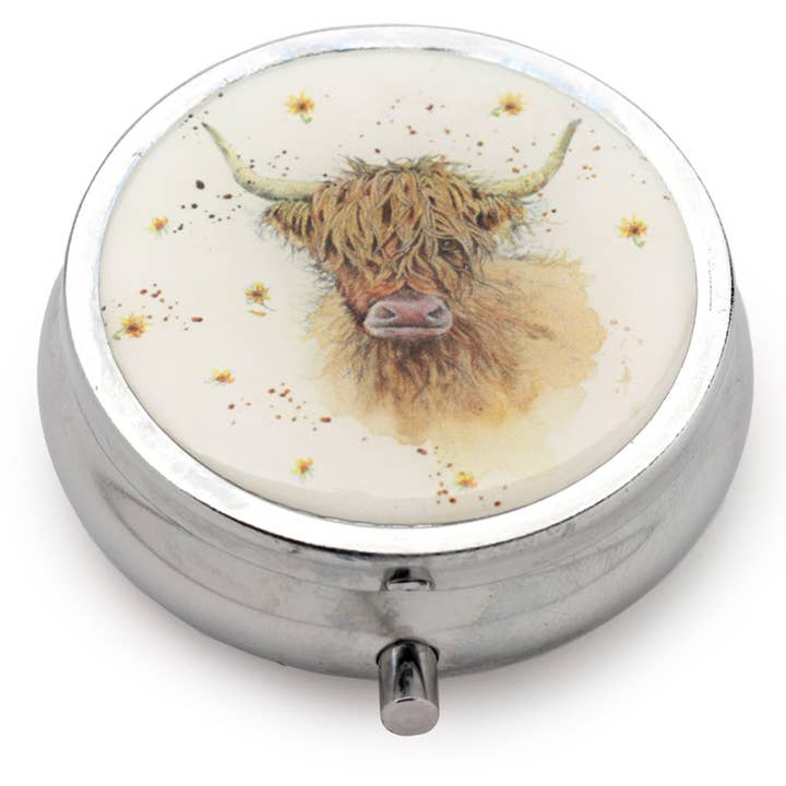 Puckator Ltd - Wholesale Pill Organizer - Jan Pashley Highland Coo Cow Pill Box