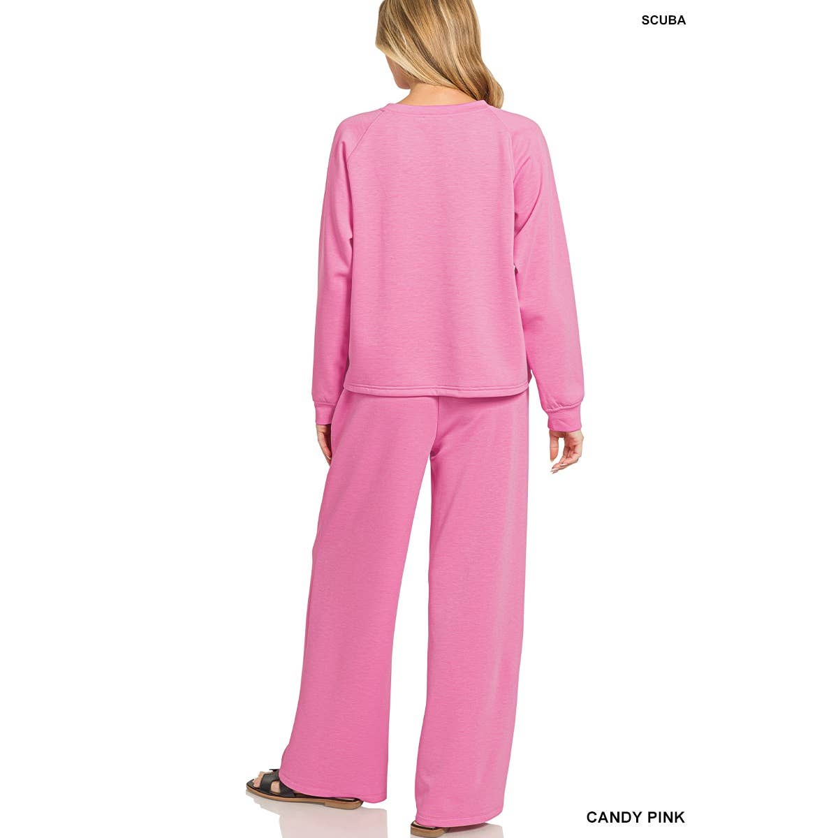 HiteJeans - Wholesale Lounge Set - Women's - Scuba crewneck pullover wide pants 2 pieces set24