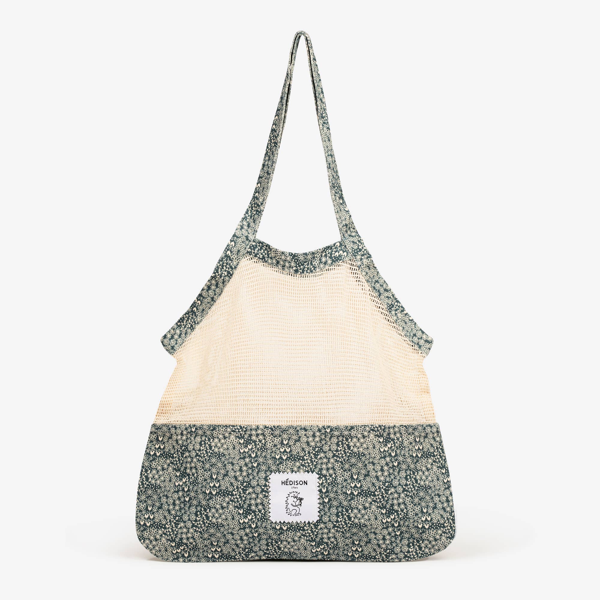 Hédison - Wholesale Tote Bag - Women's - Net bag - Charlie (flowers with green background)0