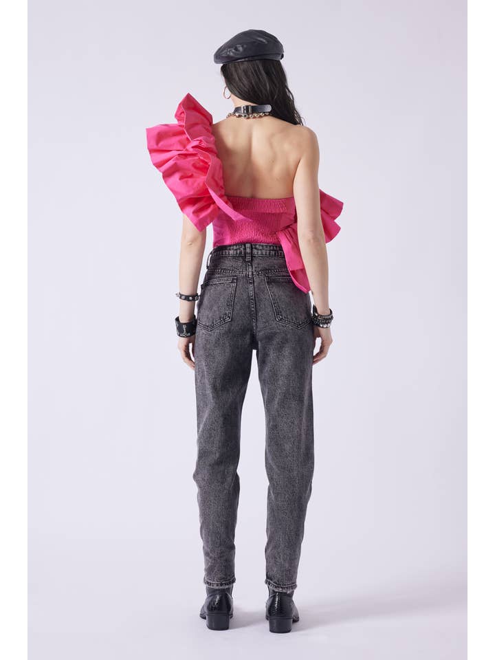 Signature 8 - Wholesale Blouse - Women's - ONE SHOULDER RUFFLE TOP S1039513