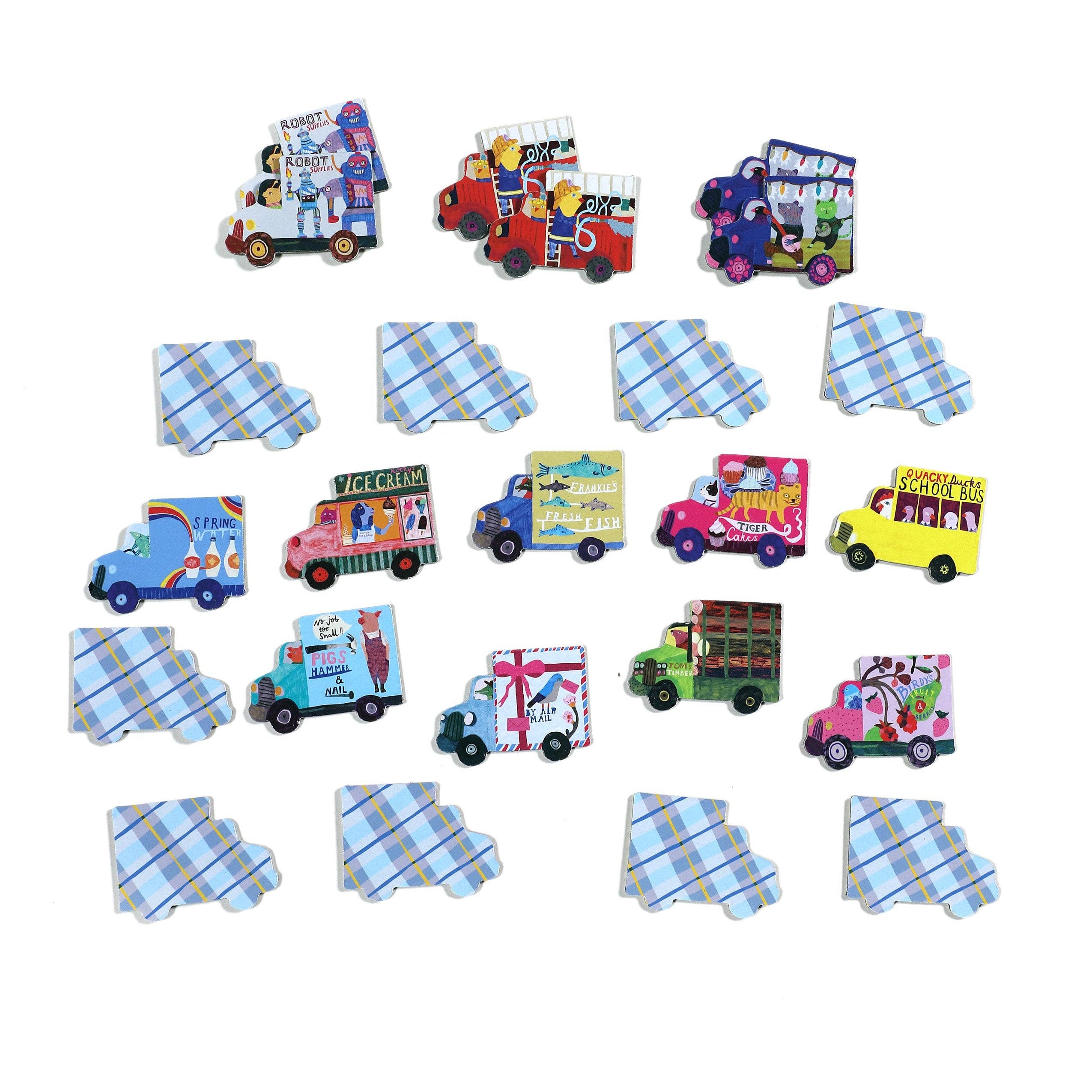 eeBoo - Wholesale Brain Game - Kids - Trucks & a Bus Little Memory & Matching Game2