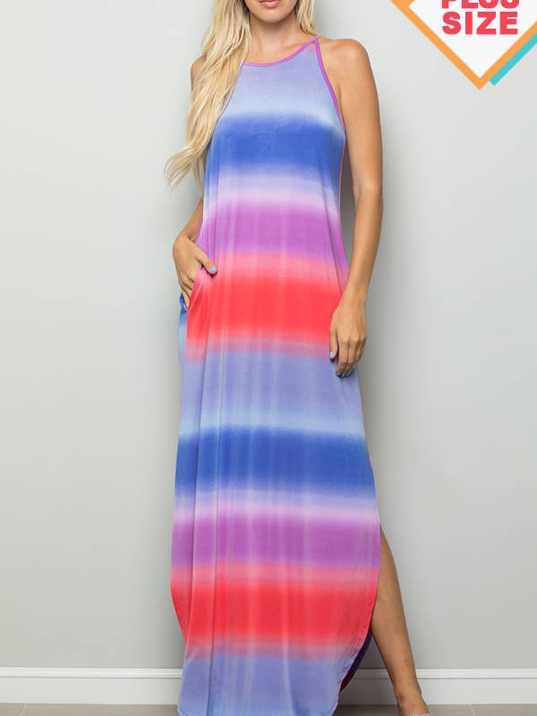 MAXI-JURK MET MULTIPRINT EN ZIJZAK PLUS MAAT voor wholesale door Pink Irene Wholesale