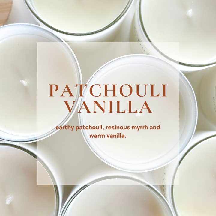 Patchouli Vanilla - Customizable White Label Candle for wholesale by Wondery Mercantile