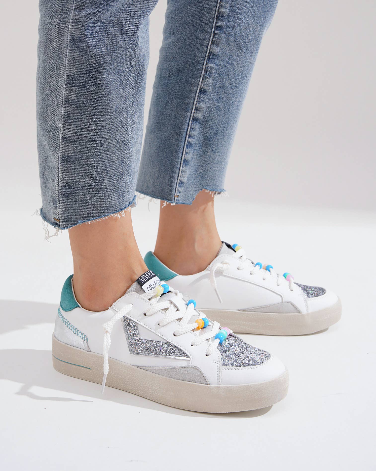 CEREZA - Vente Baskets tendance – femme - Baskets à semelle plateforme pour femmes avec détail pailleté20