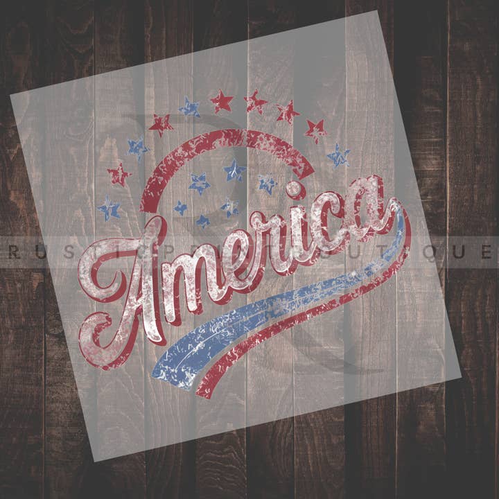 4th of July DTF Heat Transfer Retro America  for wholesale by RusticPrintStudio