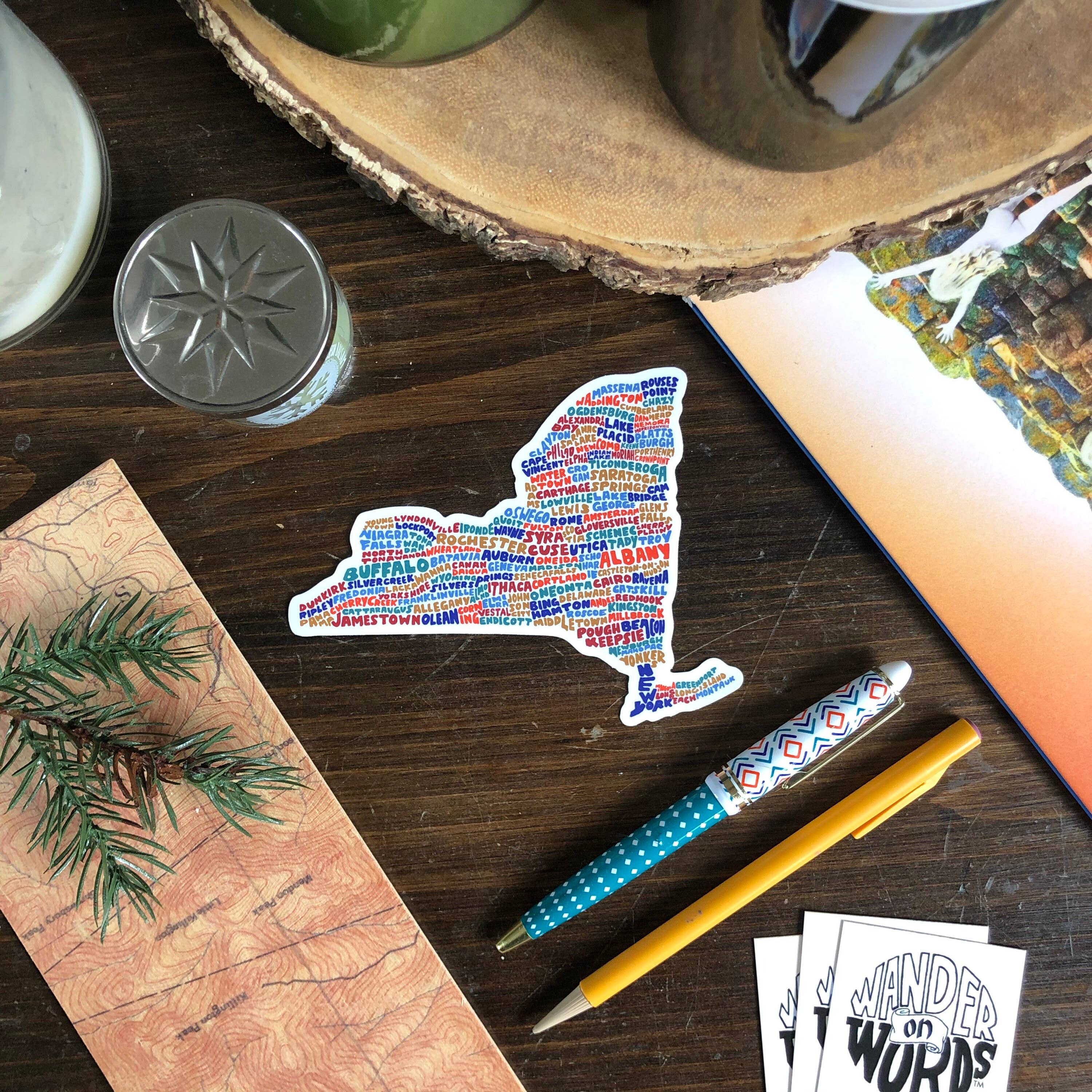 Wander On Words – Engroshandel Klistermærke – Håndbogstaverne New York Byer Kort klistermærke1