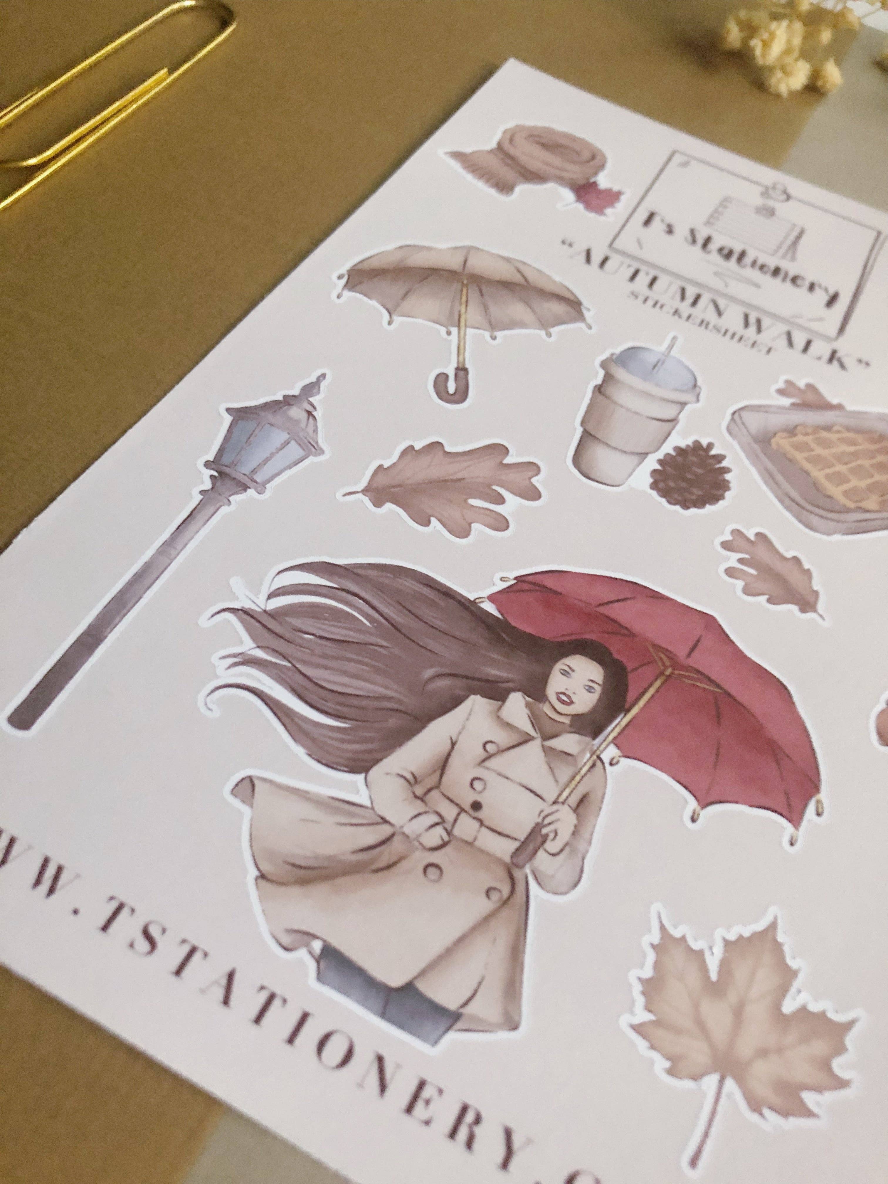 T's Stationery - Wholesale Sticker - "Autumn Walk" Sticker Sheet3