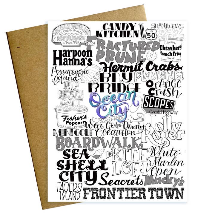 Ocean City Maryland Kaart voor wholesale door Maggie Moore Studio