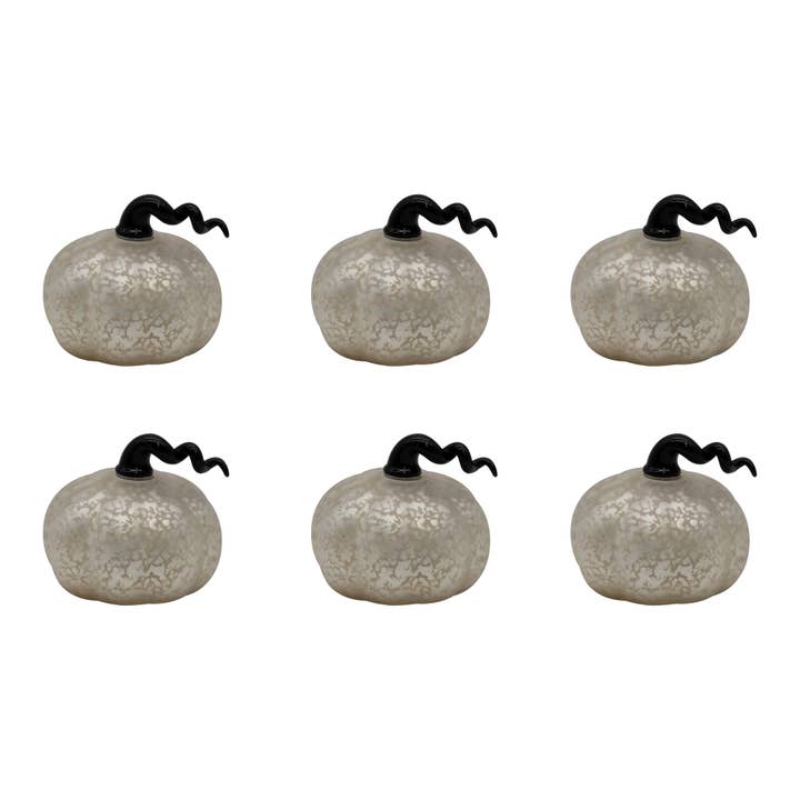 LumaBase - Wholesale Decorative Tabletop Object - Battery Operated Mini Glass Pumpkins (set of 6)4