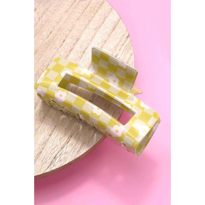 JOSSLYN by wall to wall - Wholesale Hair Clip - Women's - DAISY CHECKER HAIR CLAW CLIPS | 40H727
