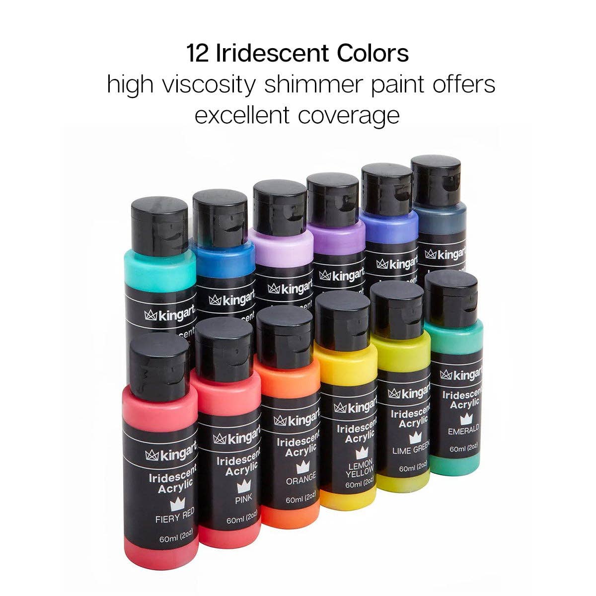 KINGART – wholesale Acrylic paint – Acrylic Paint - 12 Iridescent Colors 60ml3