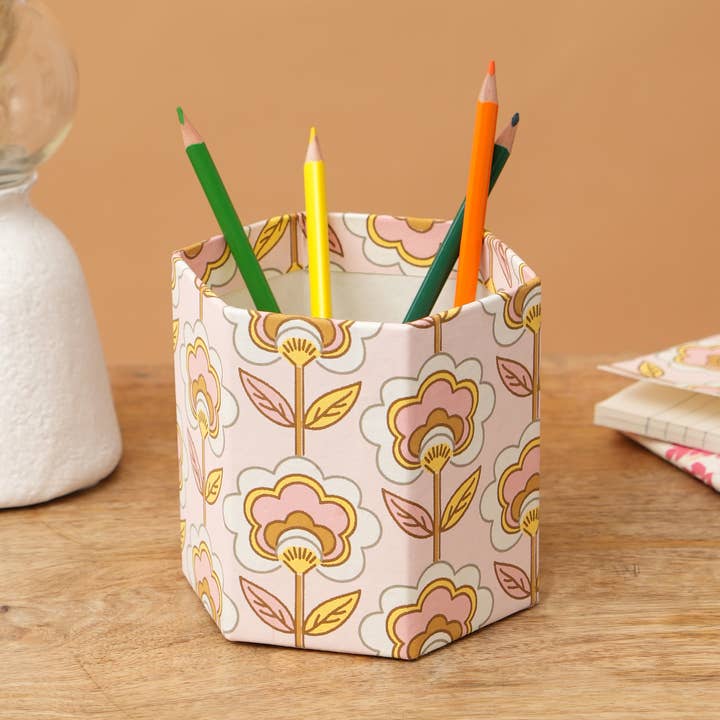 Pen Holder | Handmade Paper & Cardboard Pen Stand | Peach for wholesale by ExpoBazaar
