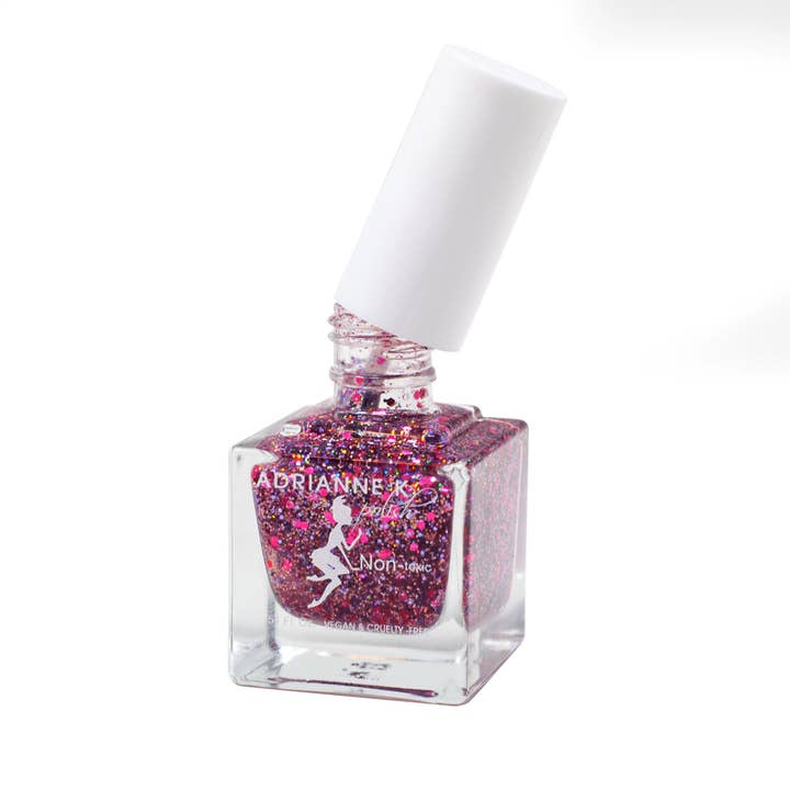 ADRIANNE K Clean Beauty - Wholesale Nagellak - Kinderen - ROZE FEESTJE! ADRIANNE K ROZE GLITTERNAGELLAK. NIET-TOXISCH. VEILIG VOOR KINDEREN. VEGANISTISCH, 0,51 FL OZ