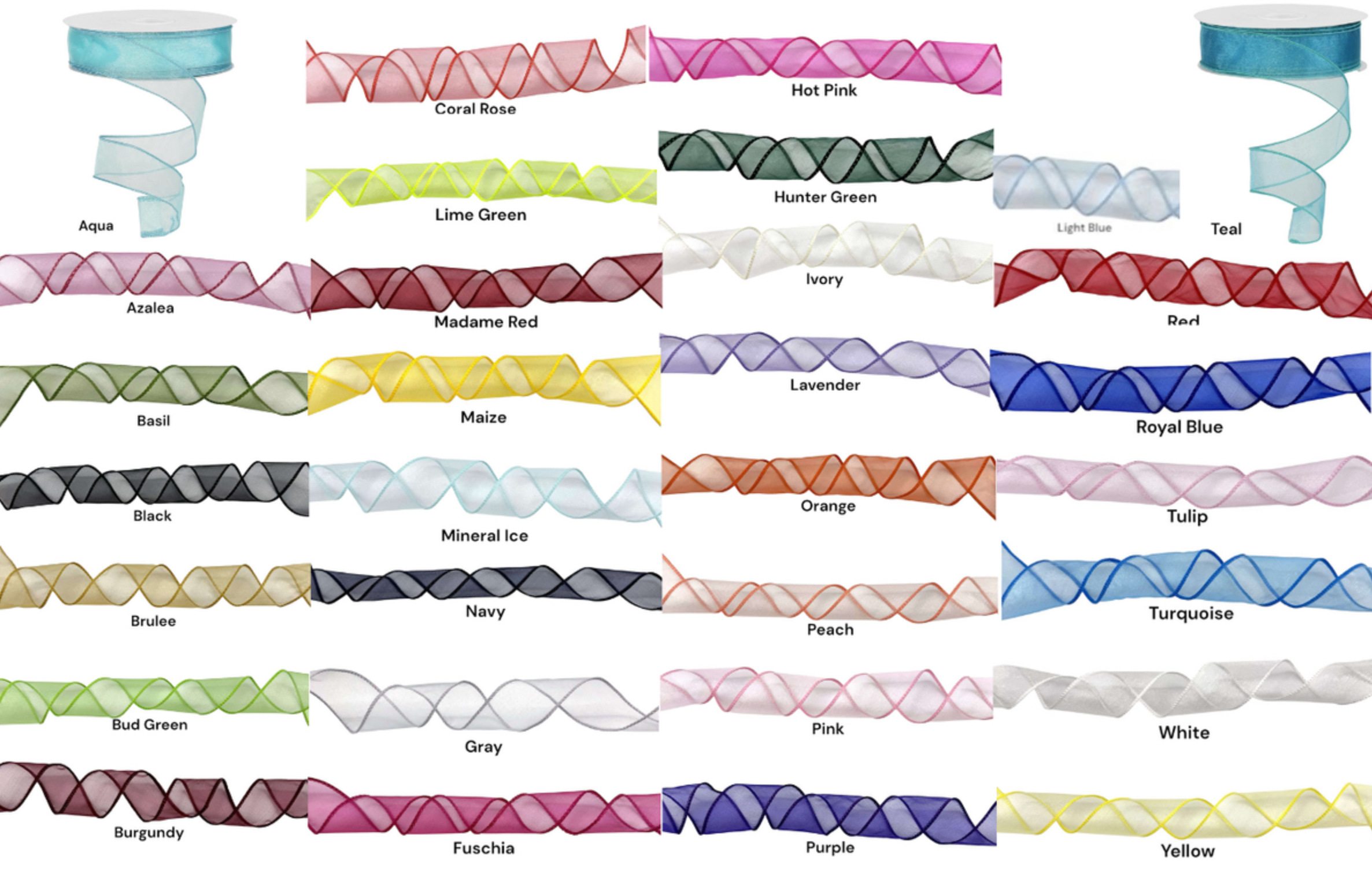 Thompson Wholesale - Wholesale Ribbon - Gift Wrapping - Sheer Organza 1.5" Wired Ribbon Customizable (10 PK)1