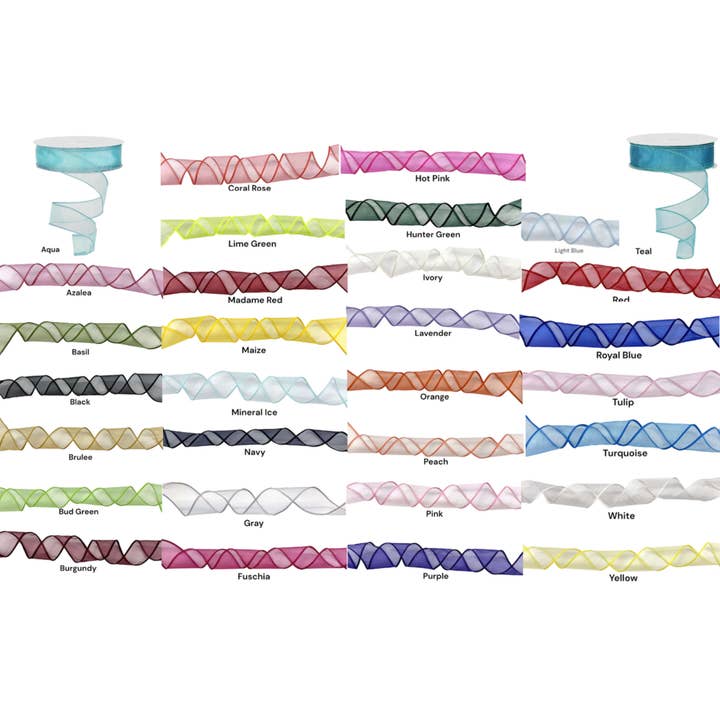 Thompson Wholesale - Wholesale Ribbon - Gift Wrapping - Sheer Organza 1.5" Wired Ribbon Customizable (10 PK)2