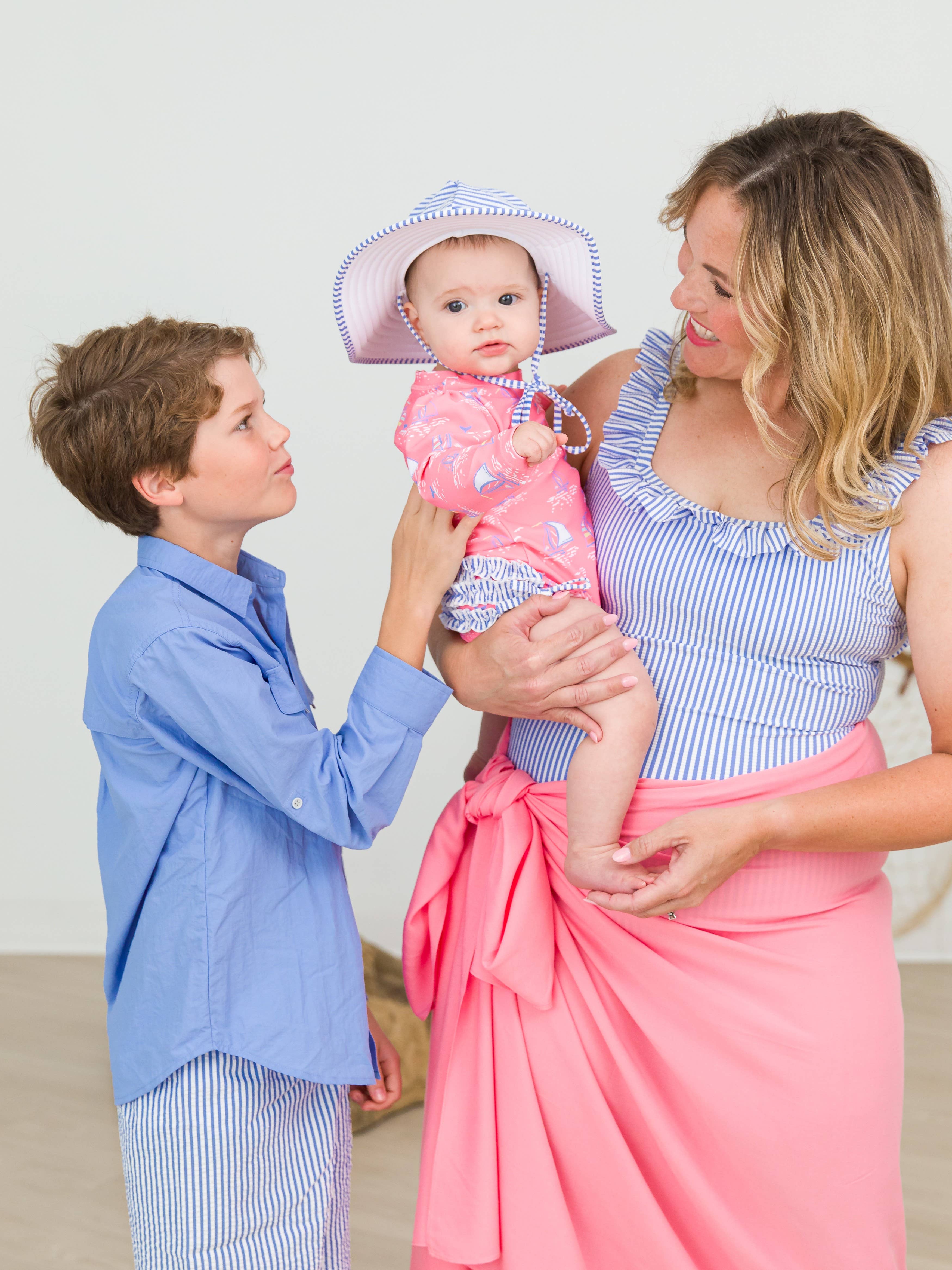 Azul Camisa de pesca azul bígaro para niños con protección solar y botones. de venta al por mayor en Faire6