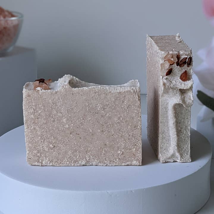 PINK HIMALAYAN SALT BARS + kaolin white clay for wholesale by SAUBOON Handcrafted Soaps