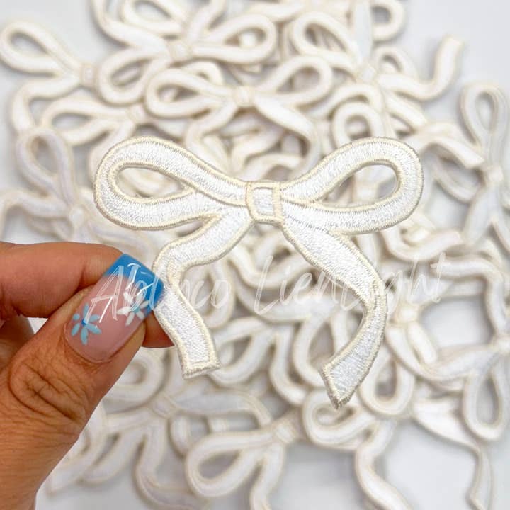 ABLNco - Wholesale Patch - white dainty bow trucker hat embroidery patch iron on