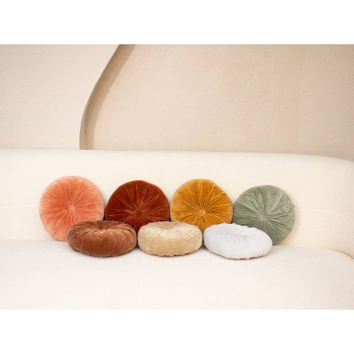 Casa Amarosa - Wholesale Throw/Decorative Pillow - Mini Velvet Round Handmade Pillow, Rust - 11 Inch