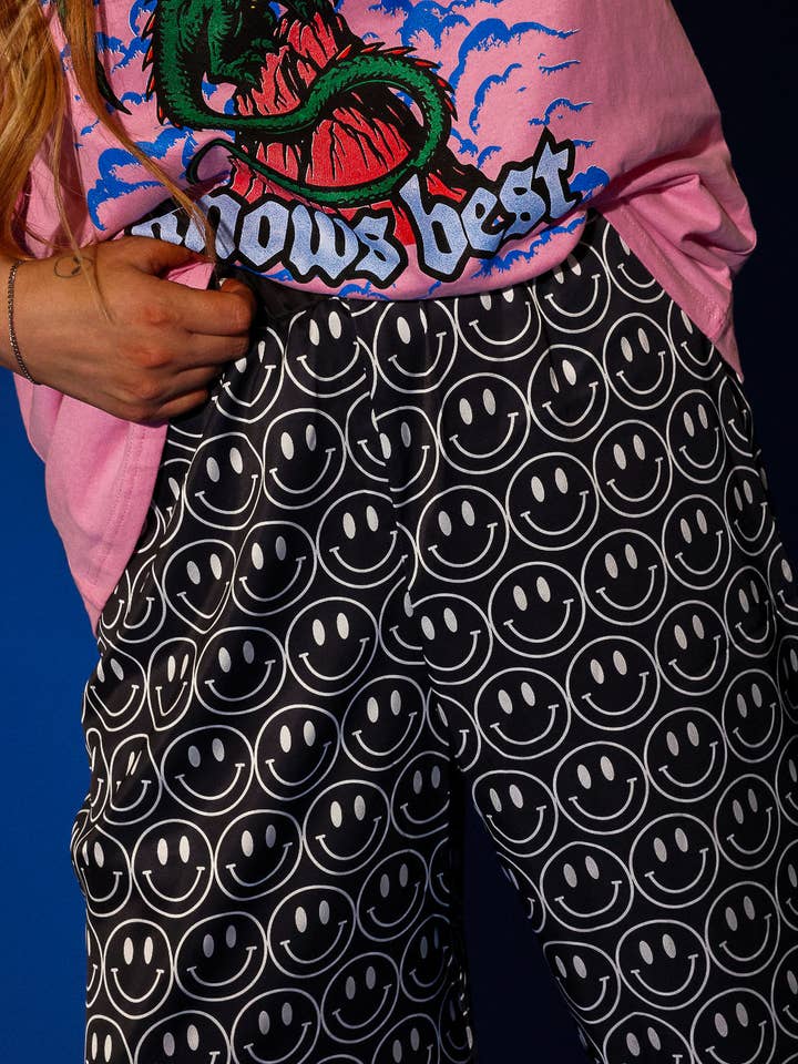 Burnt Toast - Wholesale Pants - Women's - Main Character Smiley Straight-Leg Pants **RESTOCKED**3