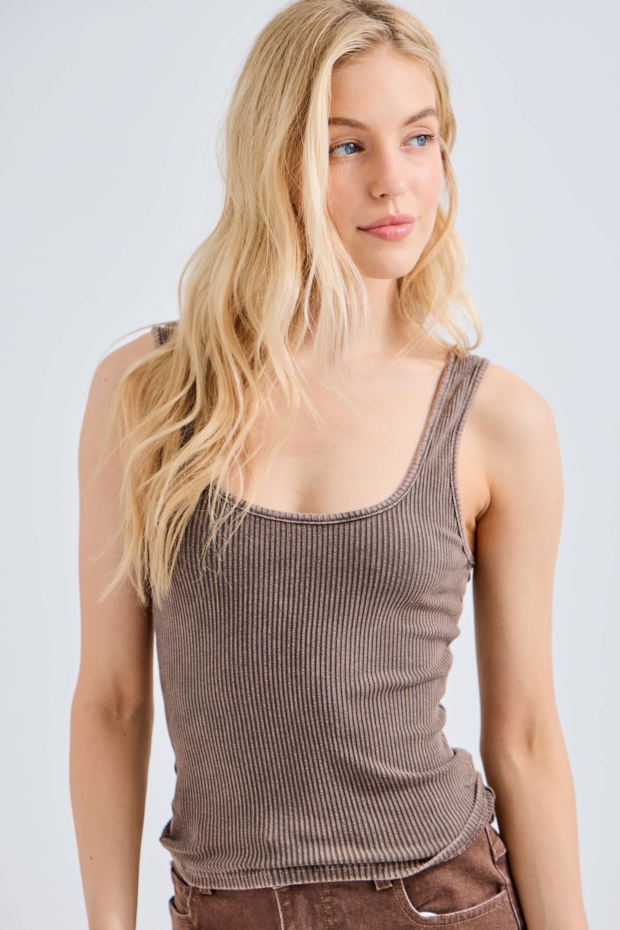 J.Her - Wholesale Tank Top - Women's - Mineral Washed Everyday Basic Tanktop HT65040