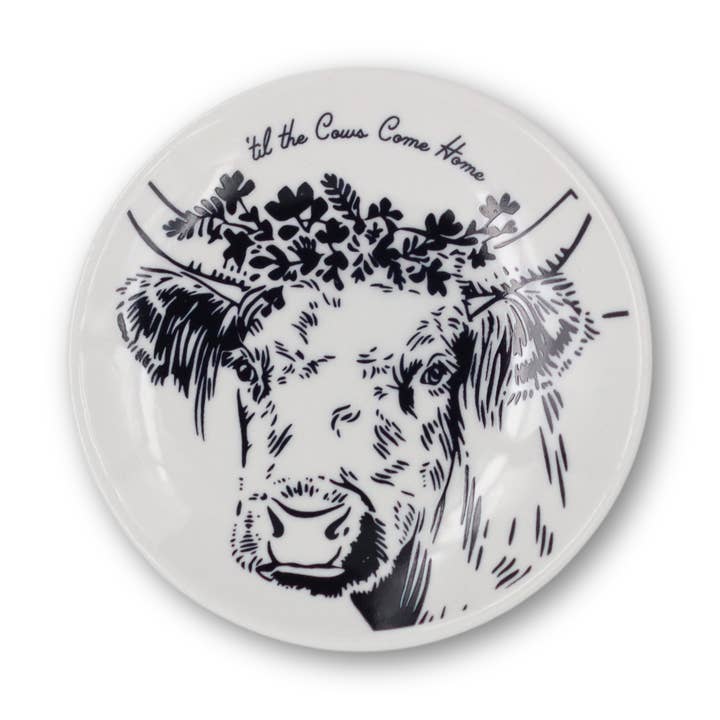 Assiette à beurre en porcelaine « Til the Cows Come Home » pour la vente par Lovegrass Designs