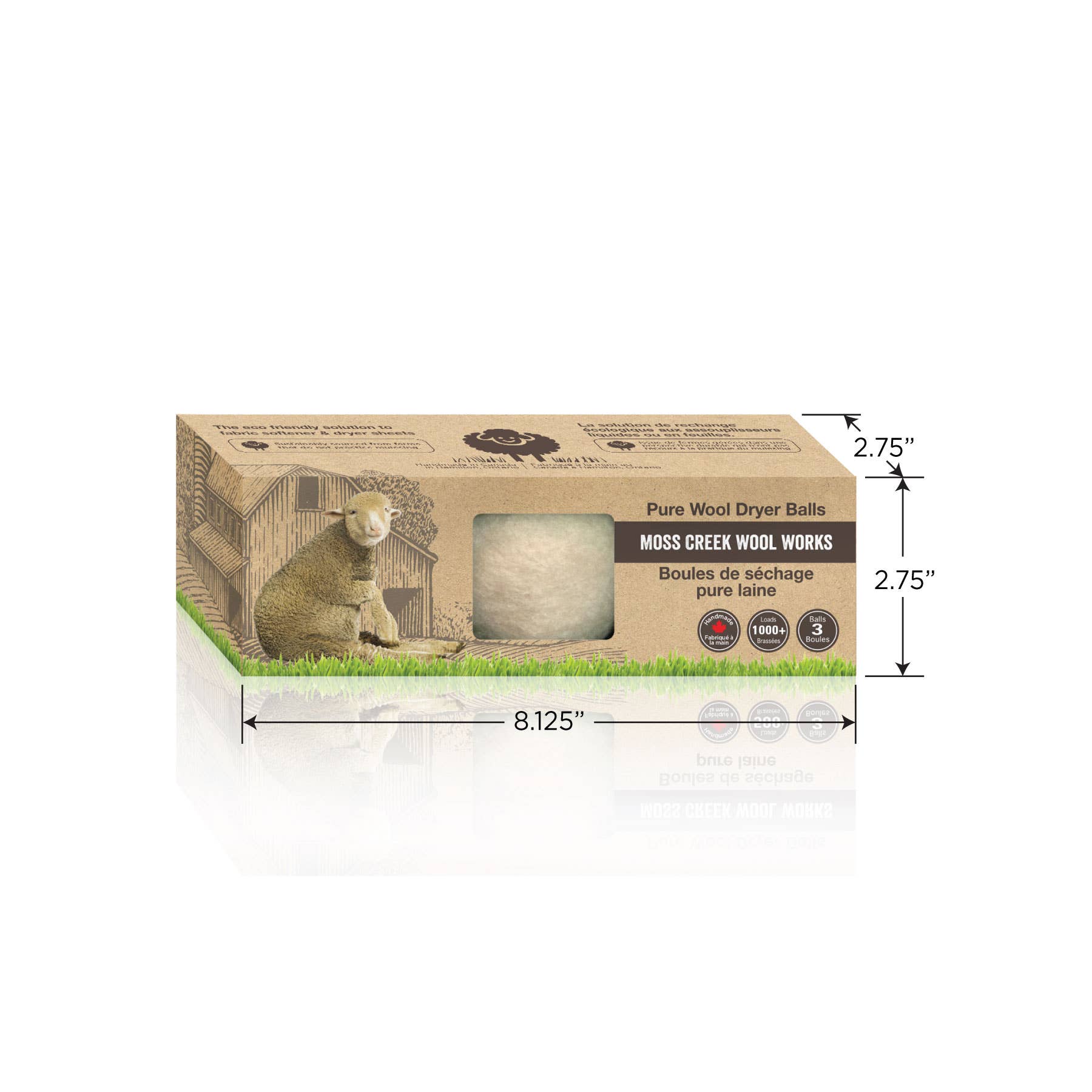 Moss Creek Wool Works | Wool Dryer Balls - Wholesale Dryer Balls - 100% Pure Wool Dryer Balls | 3-Pack Barn Box | White & gray6