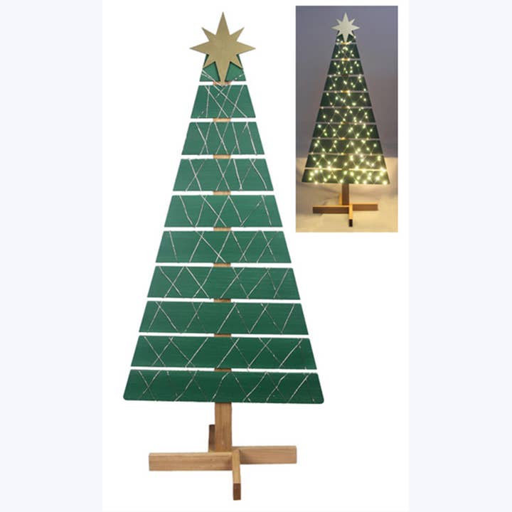 Young's - Vente Décoration de Noël - Sapin de Noël en bois avec lumières de riz Noël (Réf : 94762)