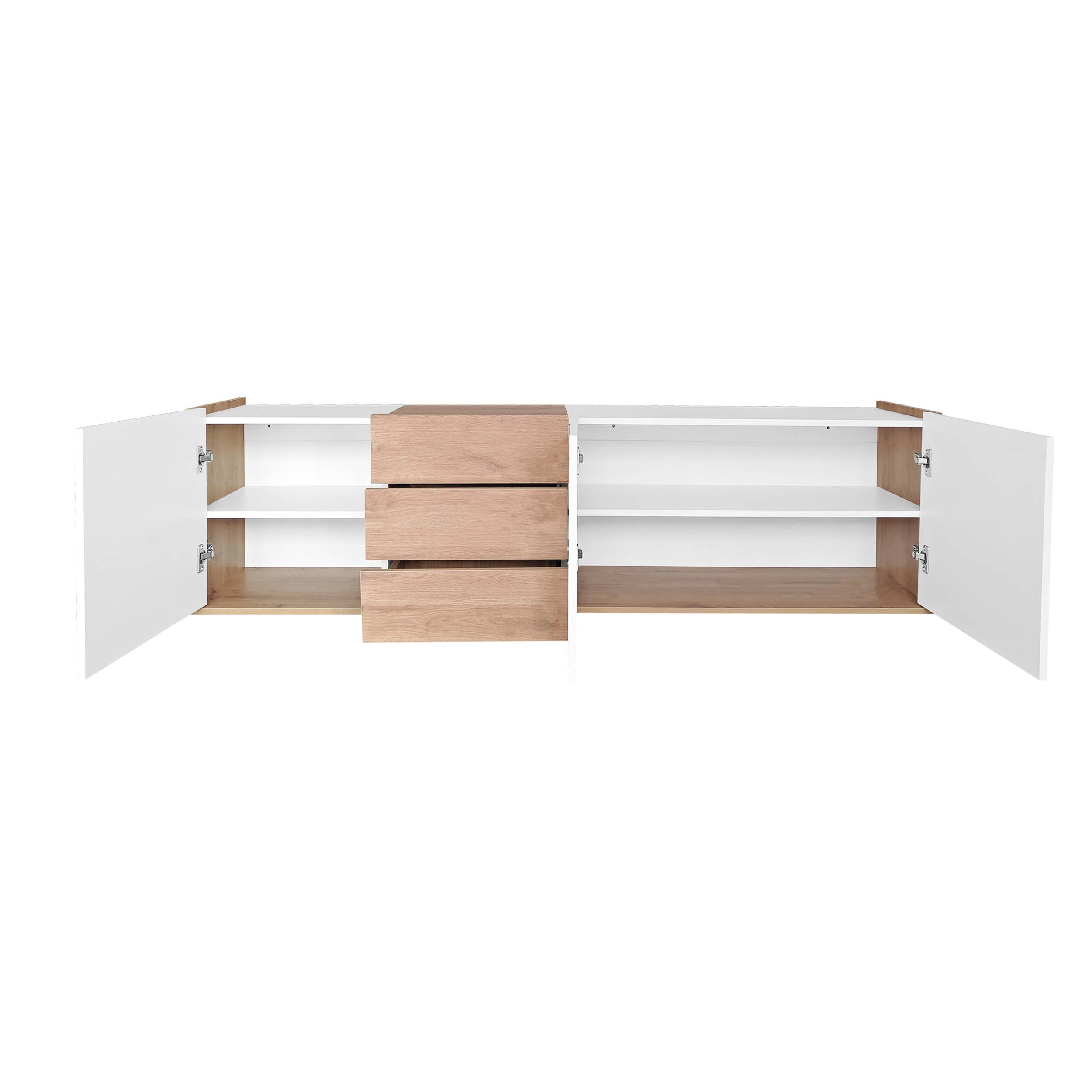 Urban Meuble - Wholesale Console Table - White and wood TV stand with 3 doors and 3 drawers9