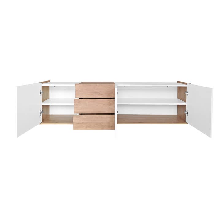 Urban Meuble - Wholesale Console Table - White and wood TV stand with 3 doors and 3 drawers9