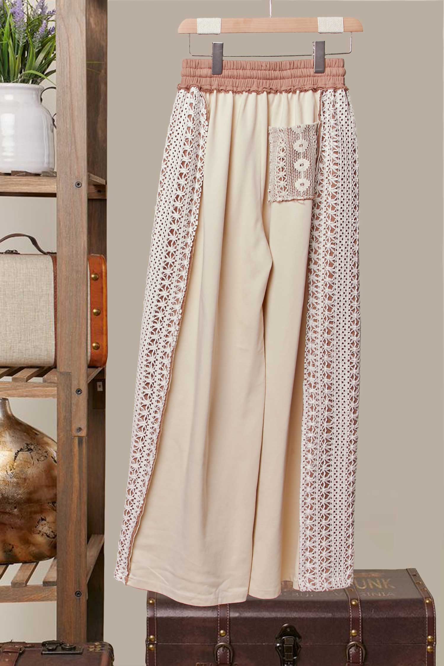 Multi Lace Accents Patchwork Maxi Pants for wholesale on Faire6