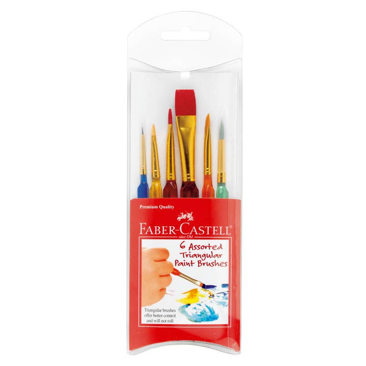 Faber-Castell / Creativity for Kids - Wholesale Paint/Wax Brush - Triangular Paintbrushes, Assorted Sizes - Set of 6