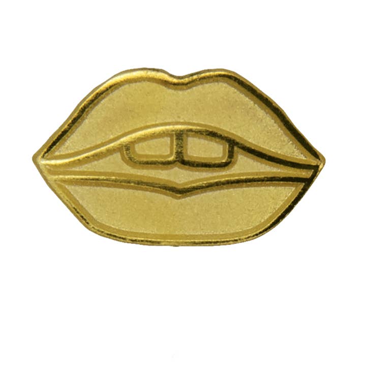lips mini pin gold matt for wholesale by Godert Amsterdam