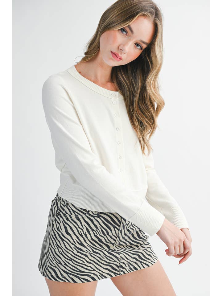 AEMI + CO - Wholesale Cardigan - Women's - 5176GN Ribbed Button-Up Knit Cardigan43