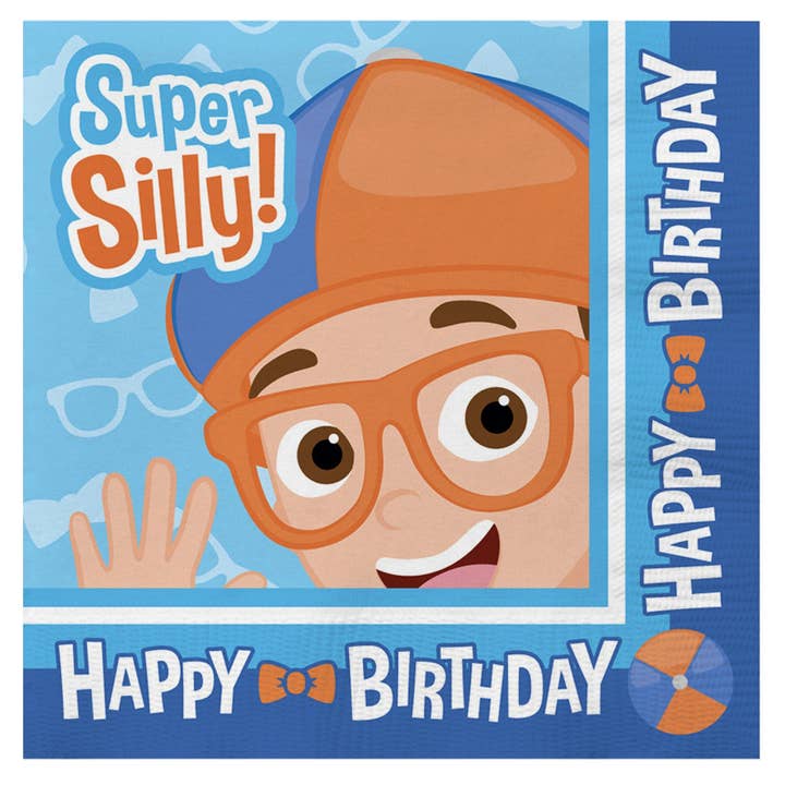 Treasures Gifted - Wholesale Disposable Napkin - Blippi Napkins - 16pk - Blippi Party Supplies