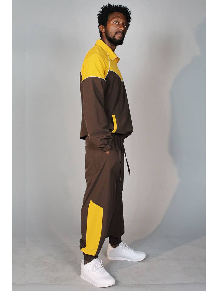 Marrone/Senape Set giacca a vento Collo Alto Colorblock (MARRONE/SENAPE) in vendita all'ingrosso su Faire2