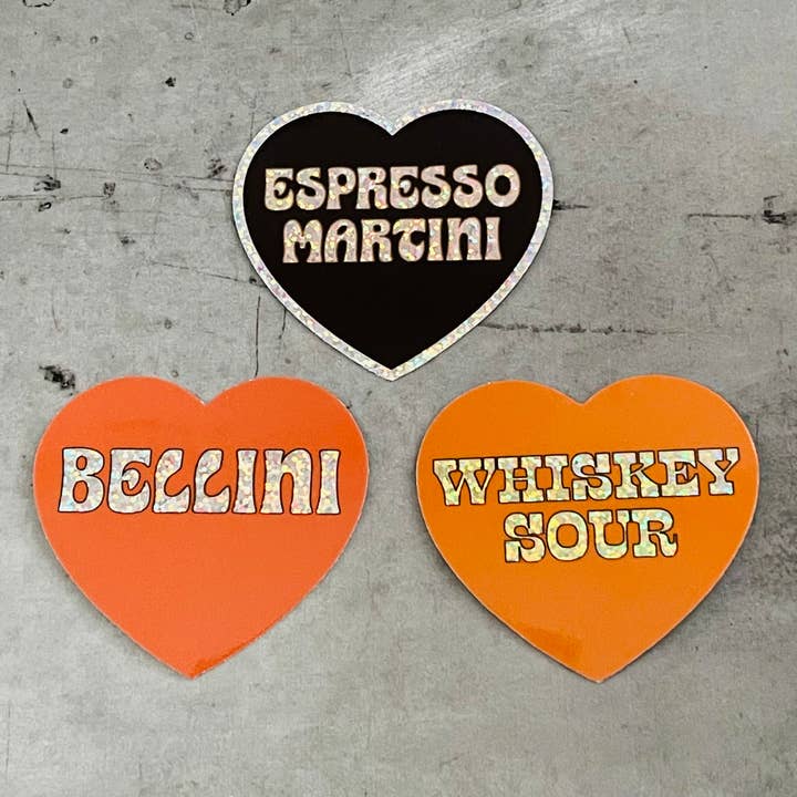 The Silver Spider - Wholesale Sticker - Espresso martini sparkly Heart Sticker restaurant bar gifts2