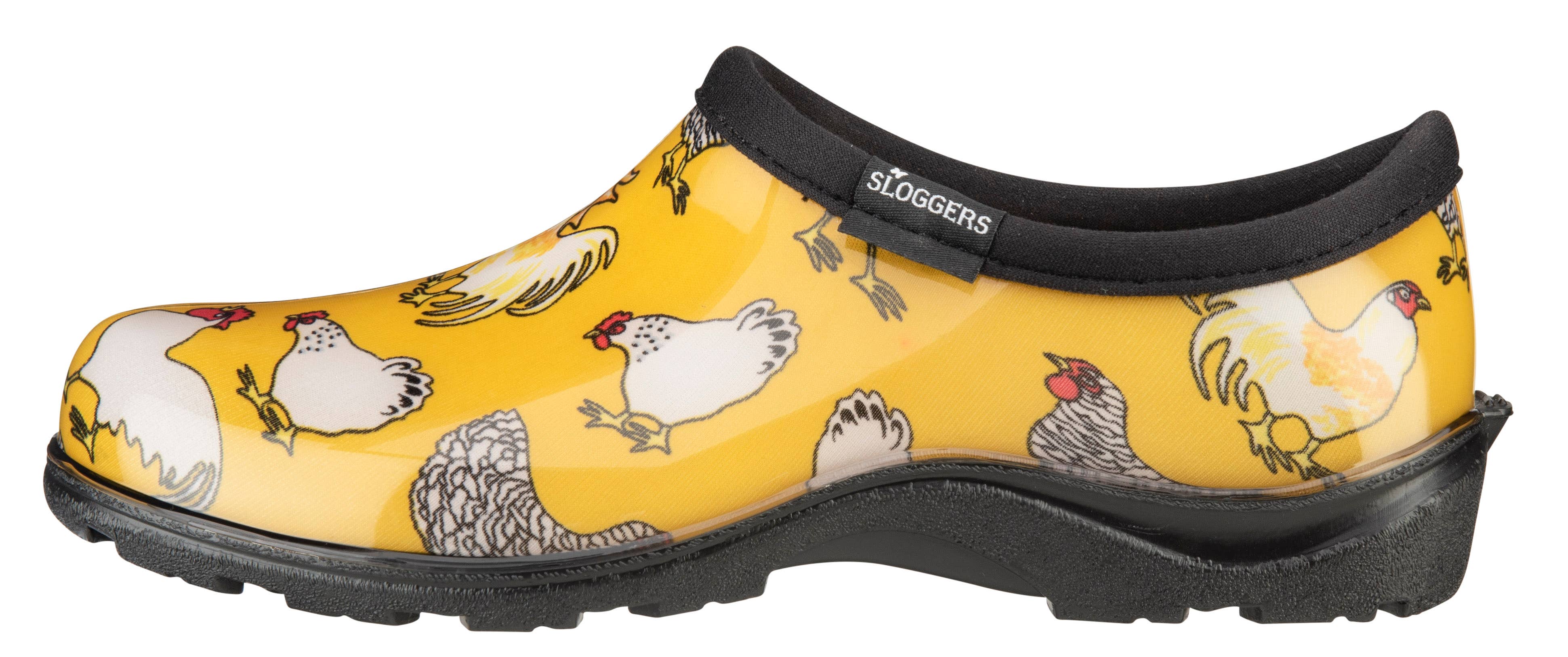 Sloggers - Vente Bottes de pluie – femme - Chaussure de jardin pour femmes, imprimé poulet, jaune1